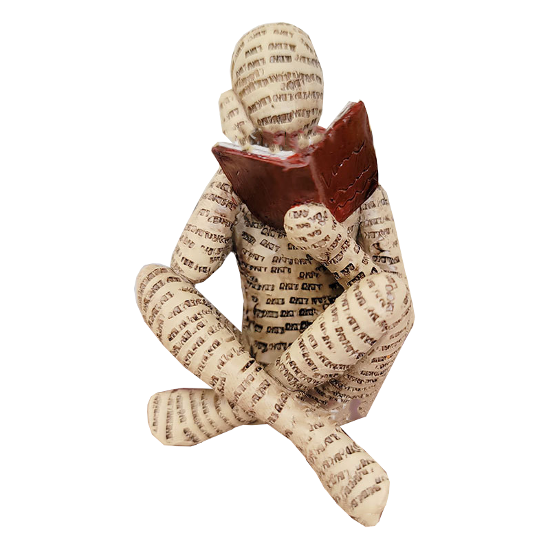 Reading Thoughtful Woman Resin Ornament Bookshelf Decor