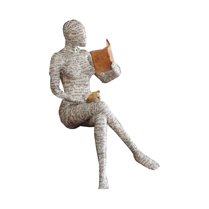 Reading Thoughtful Woman Resin Ornament Bookshelf Decor