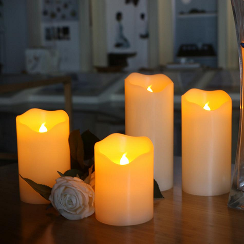 Real Wax Flameless Pillar Candle Decor