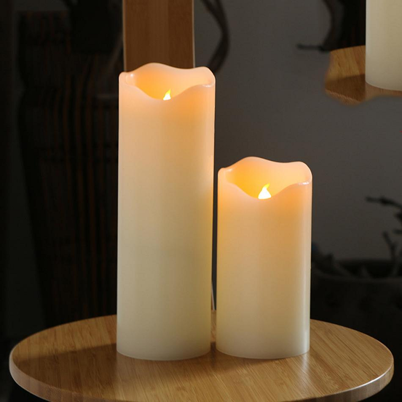 Real Wax Flameless Pillar Candle Decor