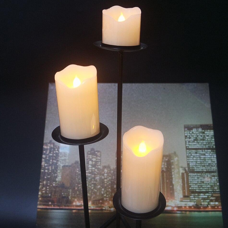 Real Wax Flameless Pillar Candle Decor