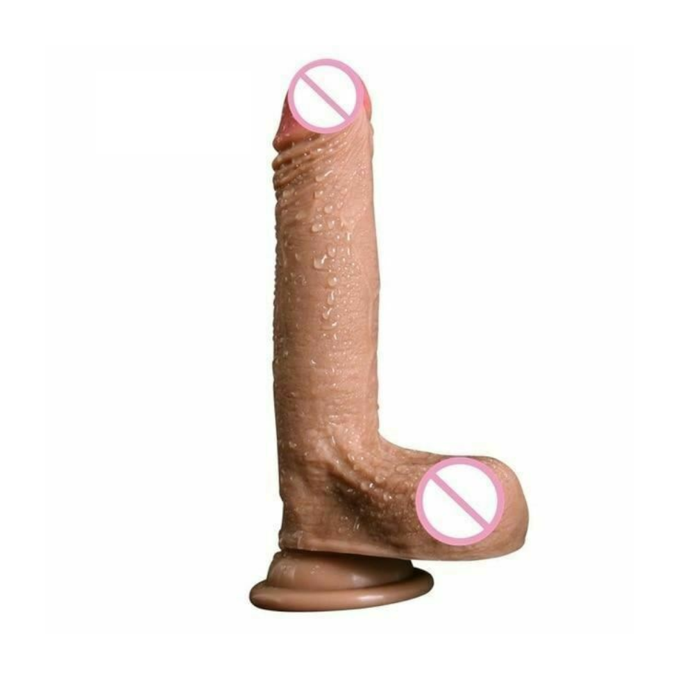 Realistic Cock Balls Dildo Suction Cup Silicone Soft Dong