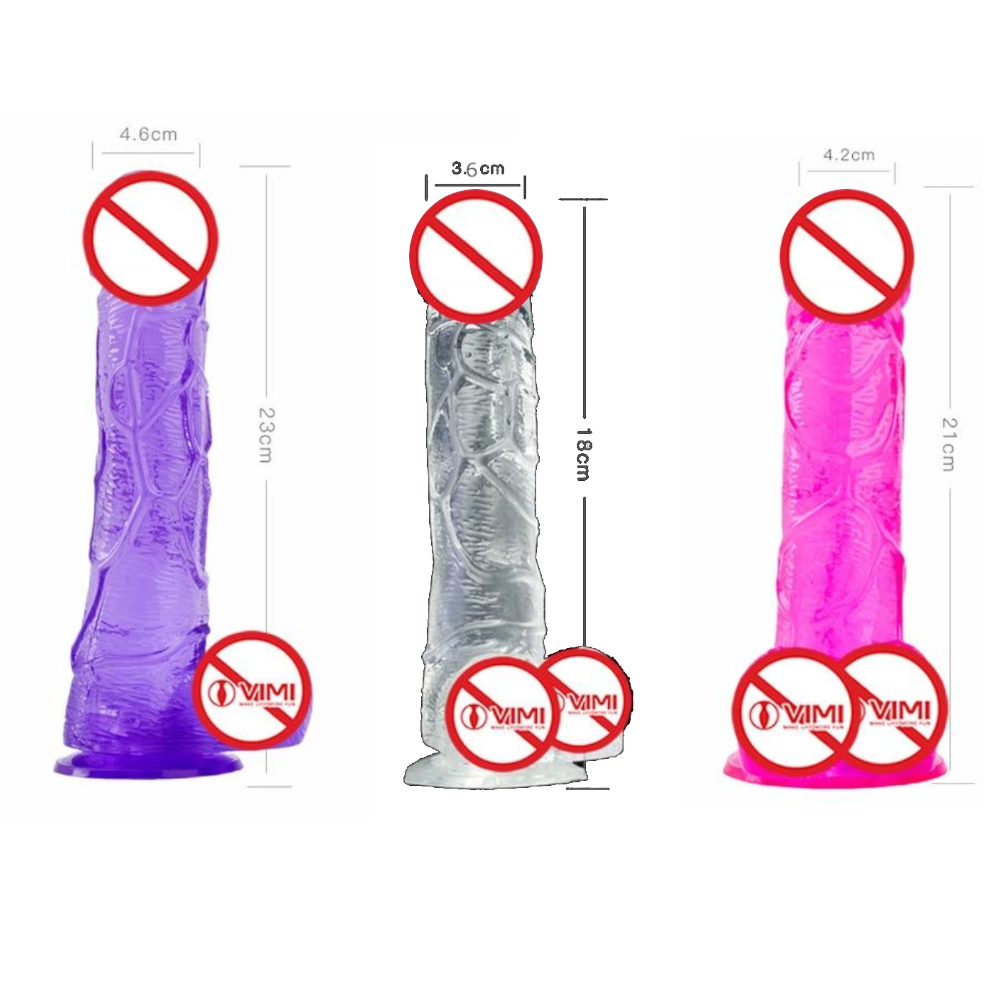 Realistic Jelly Dildo Deep Throat Training Cock And Balls Dong