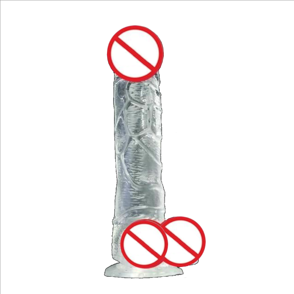 Realistic Jelly Dildo Deep Throat Training Cock And Balls Dong