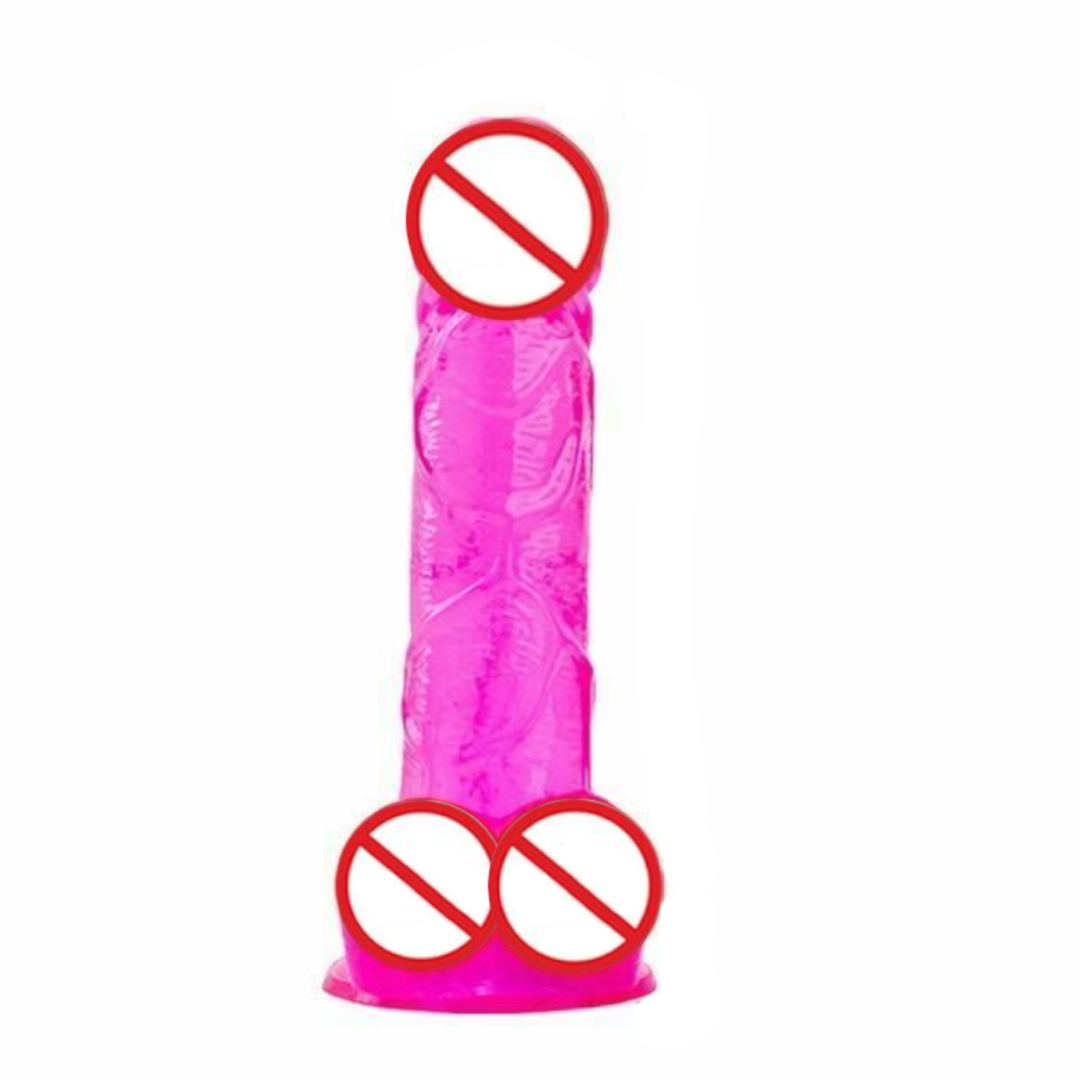 Realistic Jelly Dildo Deep Throat Training Cock And Balls Dong