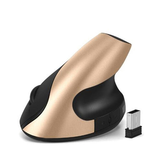 Rechargeable Ergonomics Mouse 2.4G Wireless Vertical 6 Buttons 1600Dpi Adjust Battery For Laptop Pc Gold