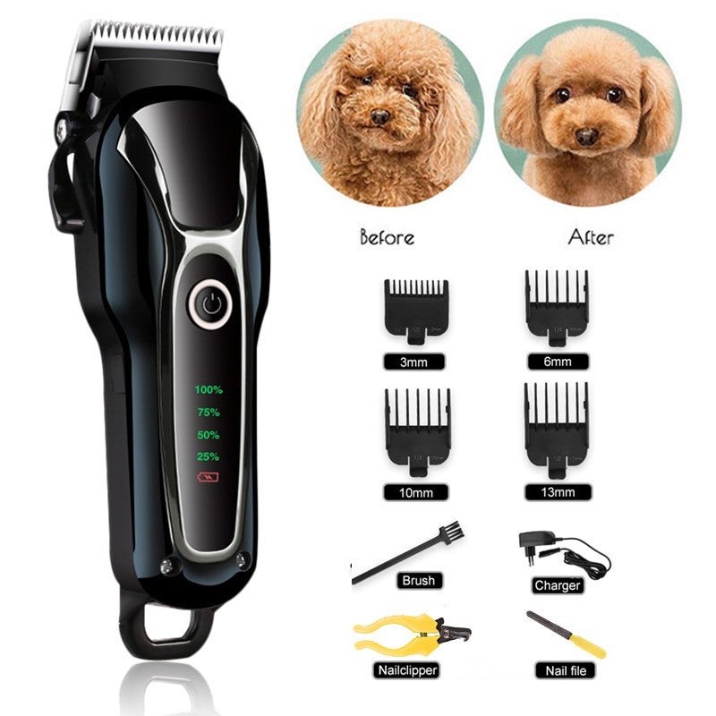 Rechargeable Professional Dog Hair Trimmer For Cat Low-Noise Electrical Clipper Grooming Shaver Cut Machine Set