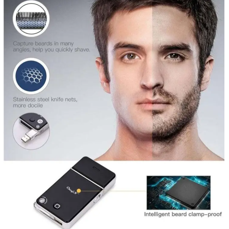Rechargeable Travel Electric Slim Shaver Men Razor Beard Pop Up Trimmer