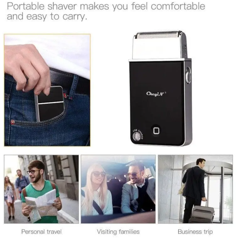 Rechargeable Travel Electric Slim Shaver Men Razor Beard Pop Up Trimmer