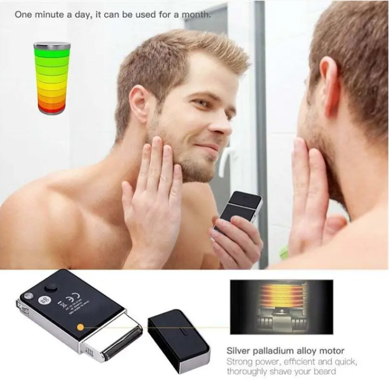 Rechargeable Travel Electric Slim Shaver Men Razor Beard Pop Up Trimmer