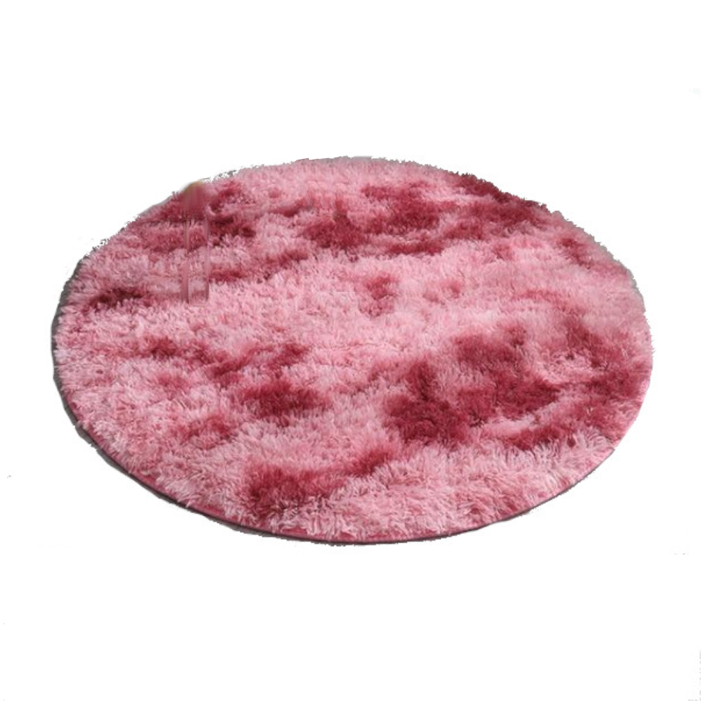 Red Fluffy Faux Fur Round Rug Kids Room Plush Shaggy Rugs