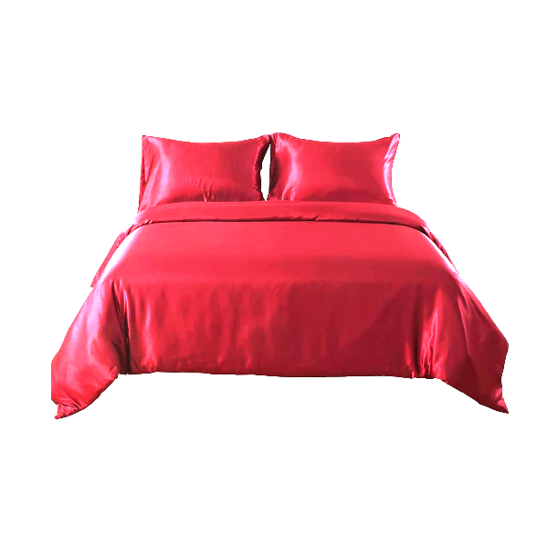 Red Or Black 95Gsm 4 Piece Satin Sheet Set For Queen King Beds