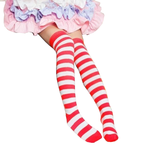 Red White Thigh Highs
