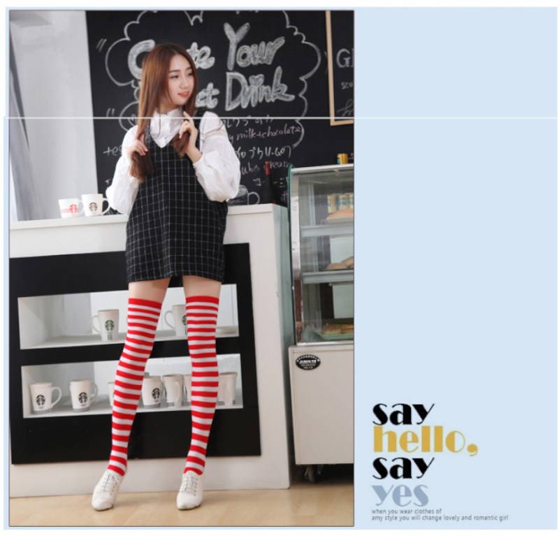 Red White Thigh Highs