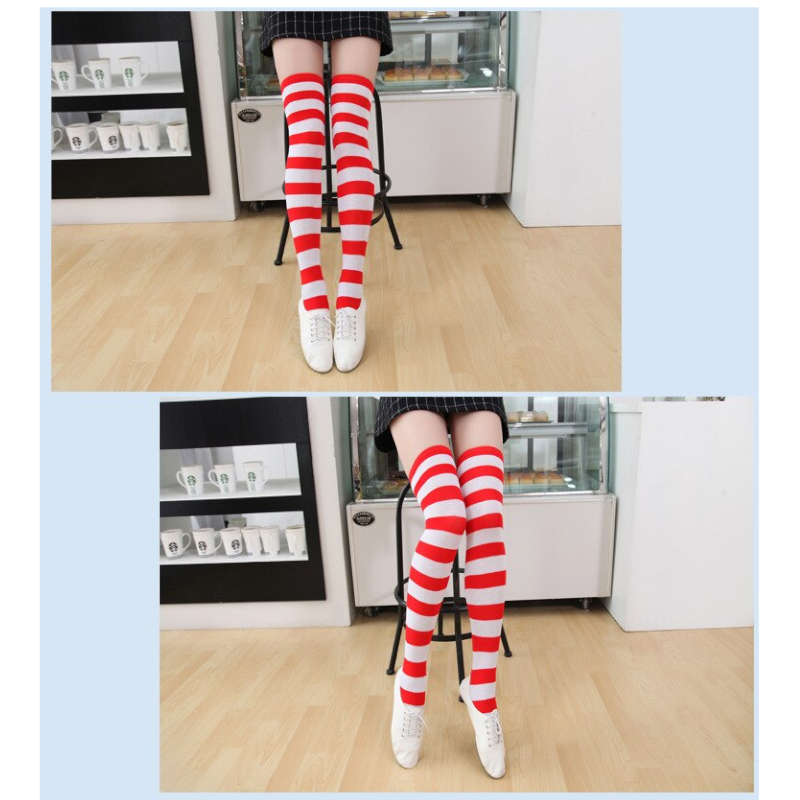 Red White Thigh Highs