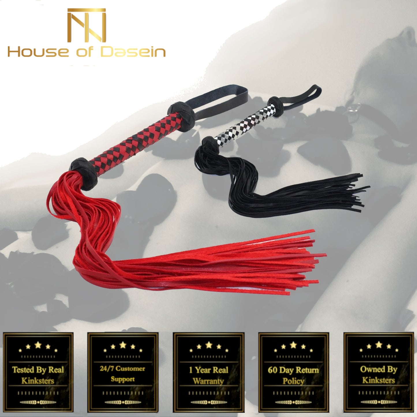 Red Black Suede Leather Flogger Bdsm Impact Play Spanking Whip