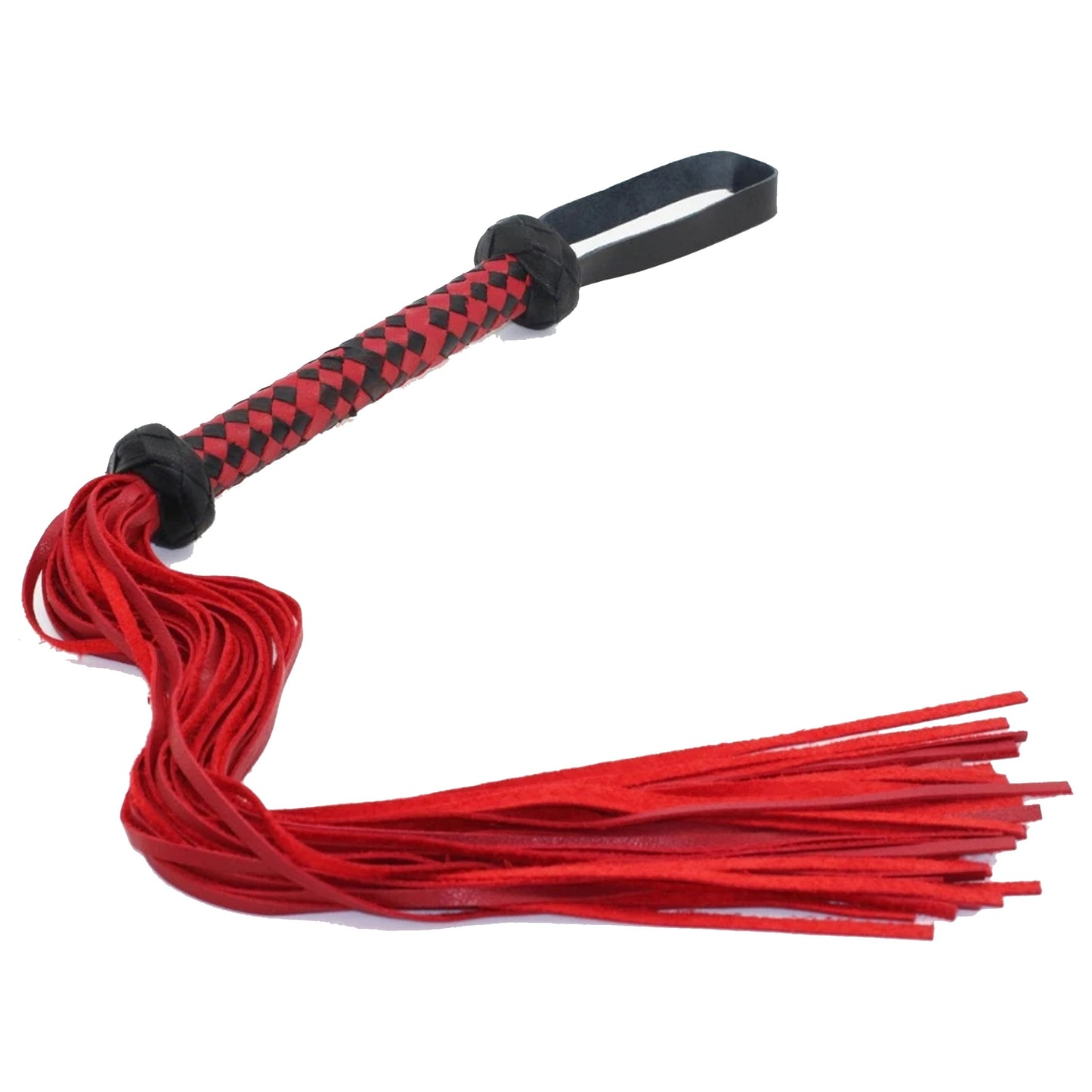 Red Black Suede Leather Flogger Bdsm Impact Play Spanking Whip