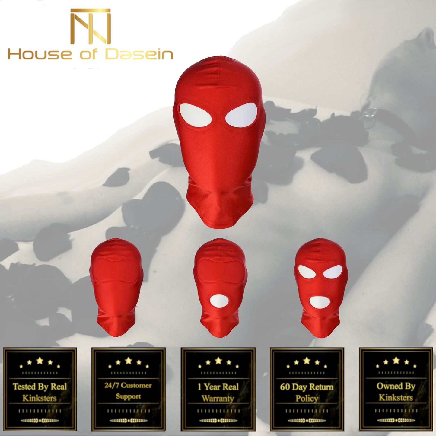 Red Stretchy Hood Open Mouth Eye Holes Sensory Deprivation Bdsm Bondage