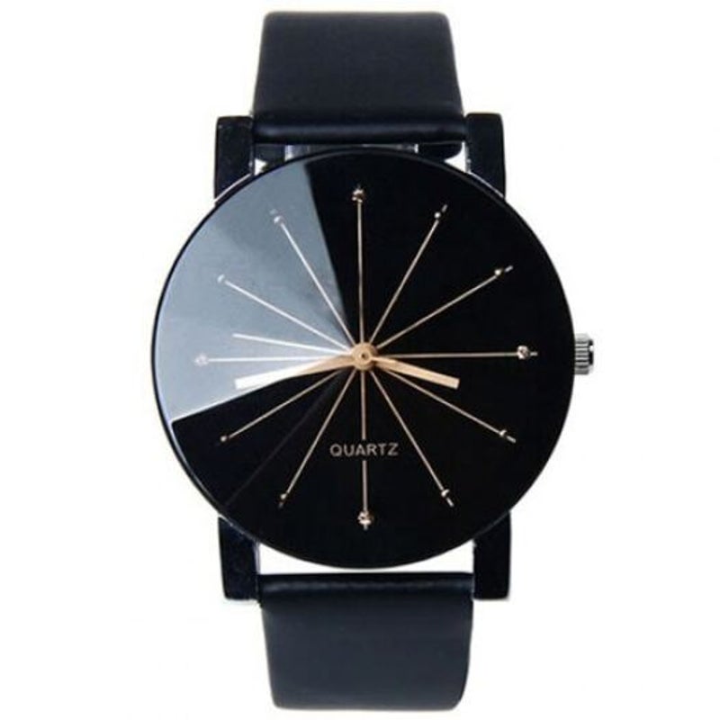 Veile Studios Couple Lover Watches Quartz Dial Clock Pu Leather Wristwatch