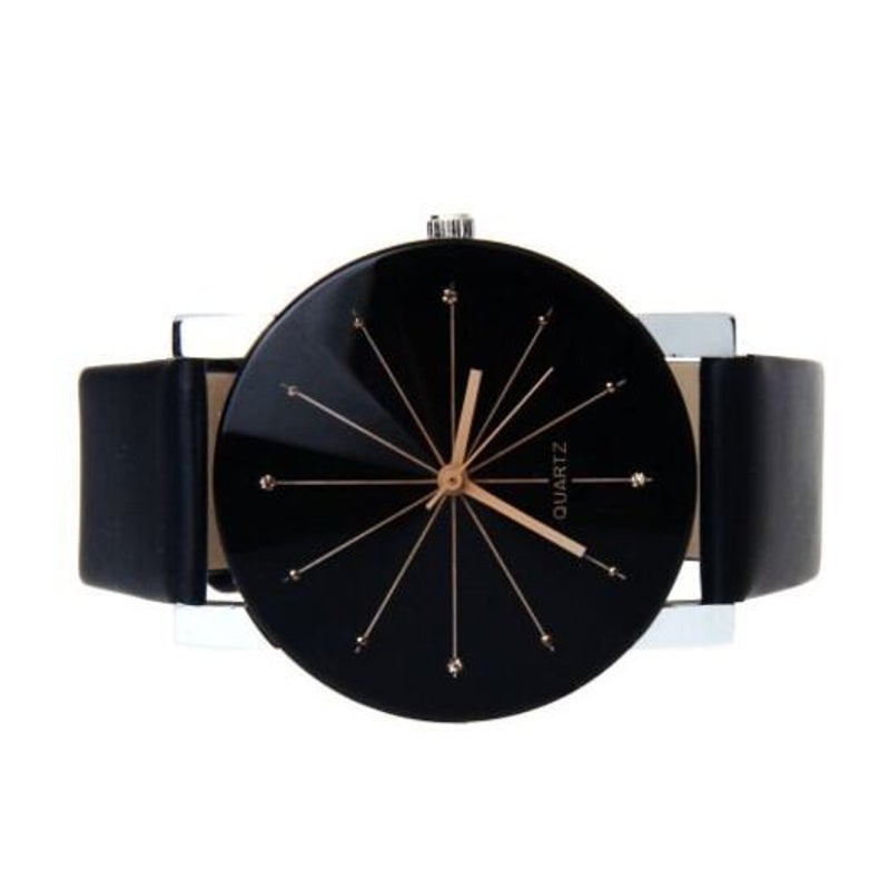 Veile Studios Couple Lover Watches Quartz Dial Clock Pu Leather Wristwatch