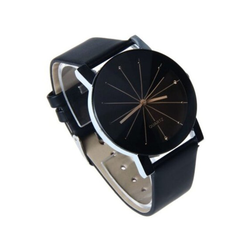 Veile Studios Couple Lover Watches Quartz Dial Clock Pu Leather Wristwatch