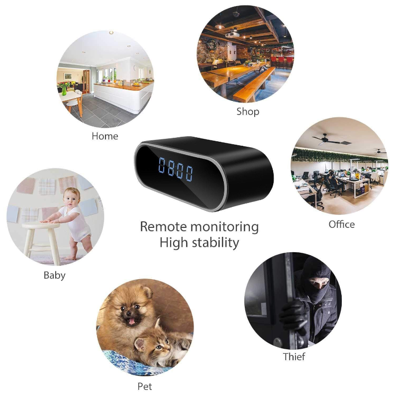 Alarm Clock 1080P Wifi Mini Camera Time P2p Ip / Ap Security Night Vision Motion Sensor Remote Monitor Micro Home