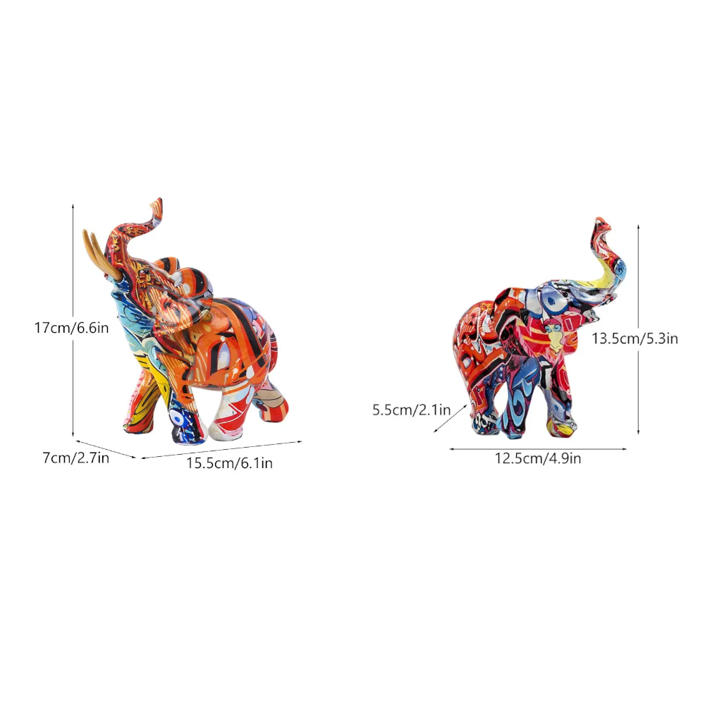 Resin Colorful Transfer Printed Elephant Figurines Modern Art Ornaments Animal Feng Shui Home Interior Office Decor Acce
