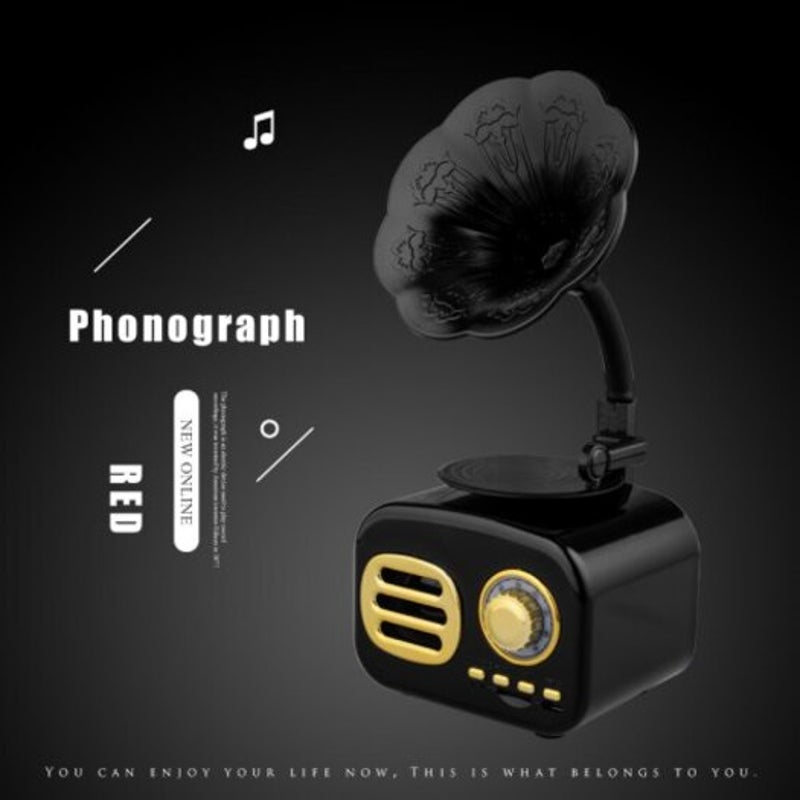 Retro Bluetooth Music Player Speakers With Mic Black