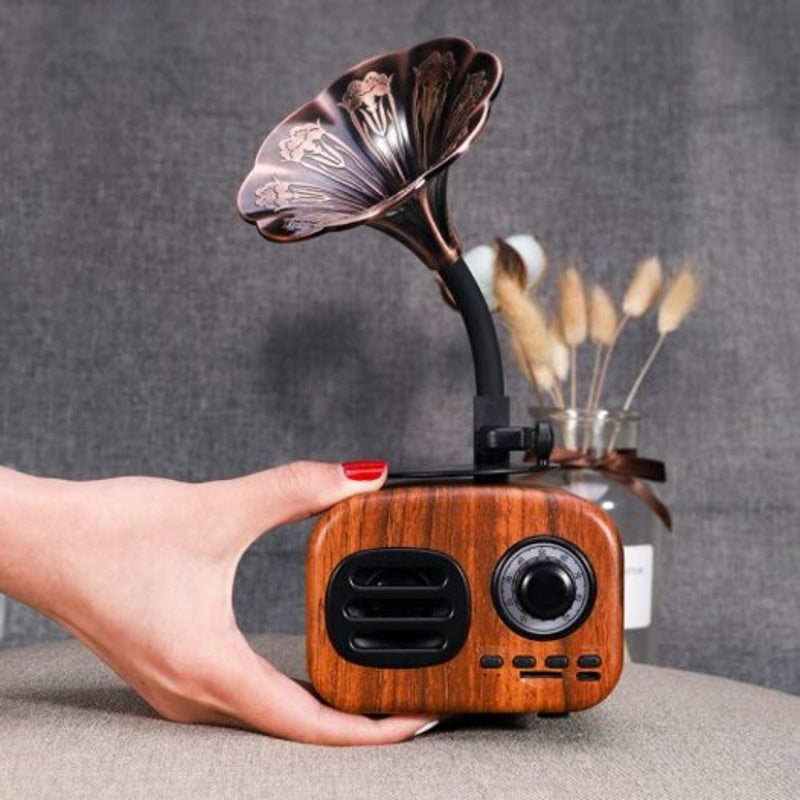 Retro Bluetooth Music Player Speakers With Mic Black