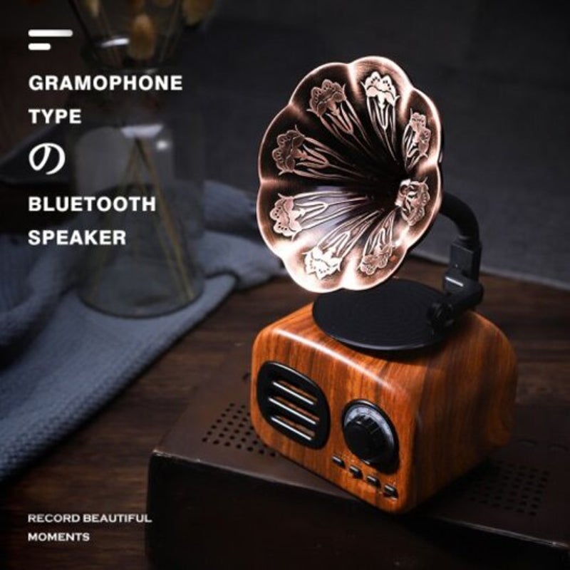 Retro Bluetooth Music Player Speakers With Mic Black