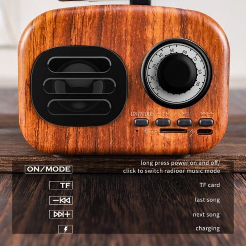 Retro Bluetooth Music Player Speakers With Mic Black