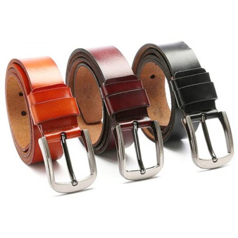 Retro Pin Buckle Leather Belt For Man Puce Regular