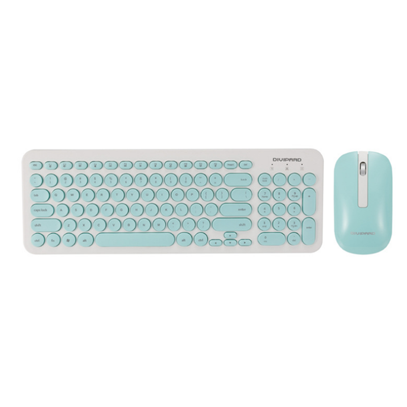 Retro Silent Keyboard 2.4G Wireless Mouse Set Blue