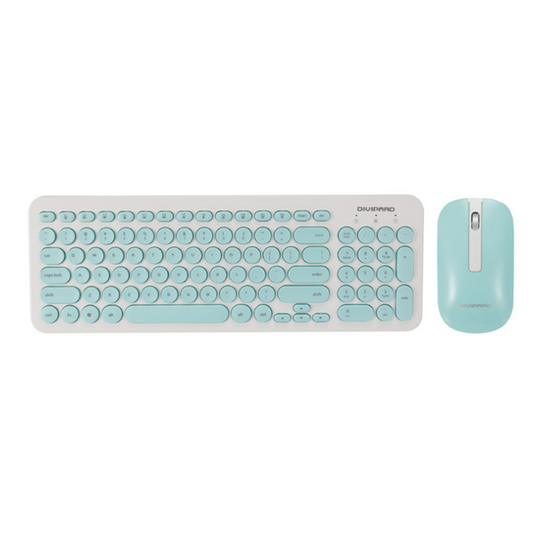 Retro Silent Keyboard 2.4G Wireless Mouse Set Blue
