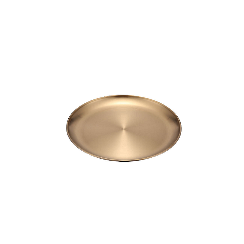 Retro Metal Round Tray Stainless Steel Snack Fruit Jewelry Storage Style