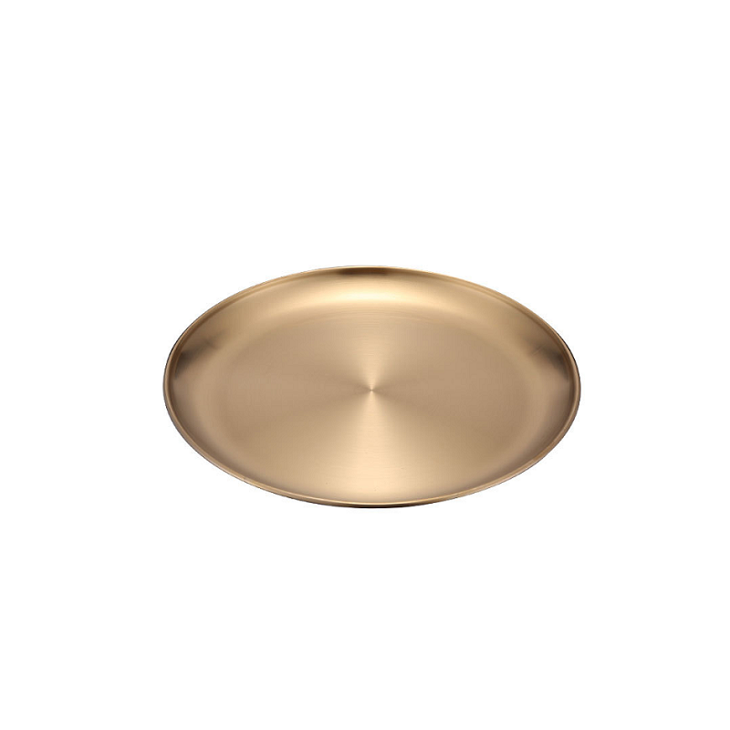 Retro Metal Round Tray Stainless Steel Snack Fruit Jewelry Storage Style