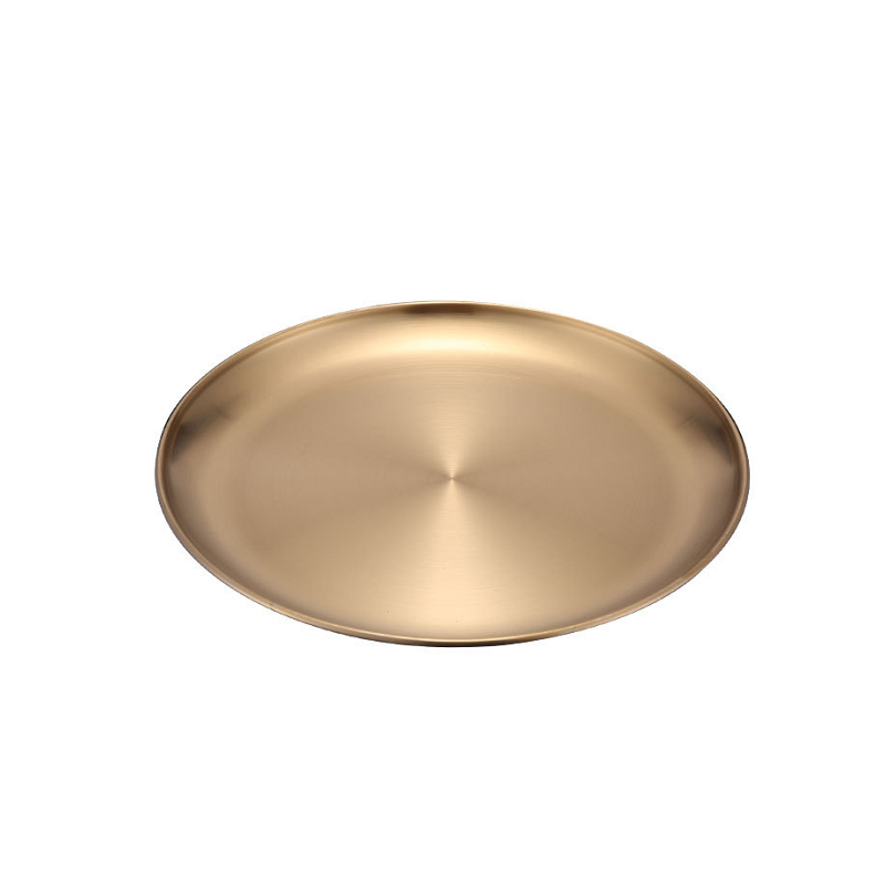 Retro Metal Round Tray Stainless Steel Snack Fruit Jewelry Storage Style