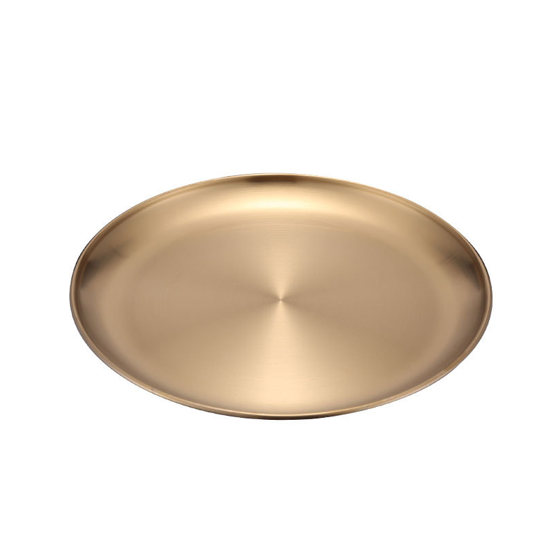 Retro Metal Round Tray Stainless Steel Snack Fruit Jewelry Storage Style