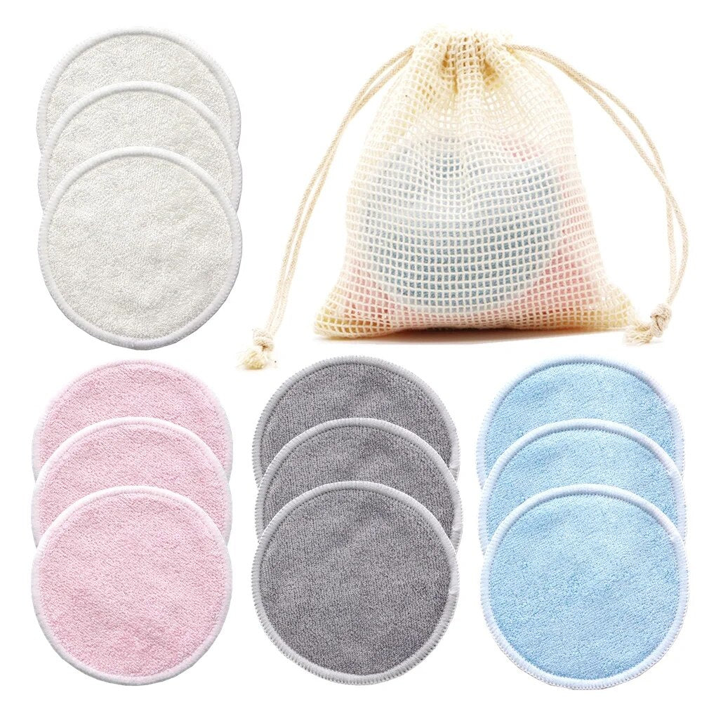Reusable Bamboo Makeup Remover Pads Towel Washable Rounds Cleansing Facial
