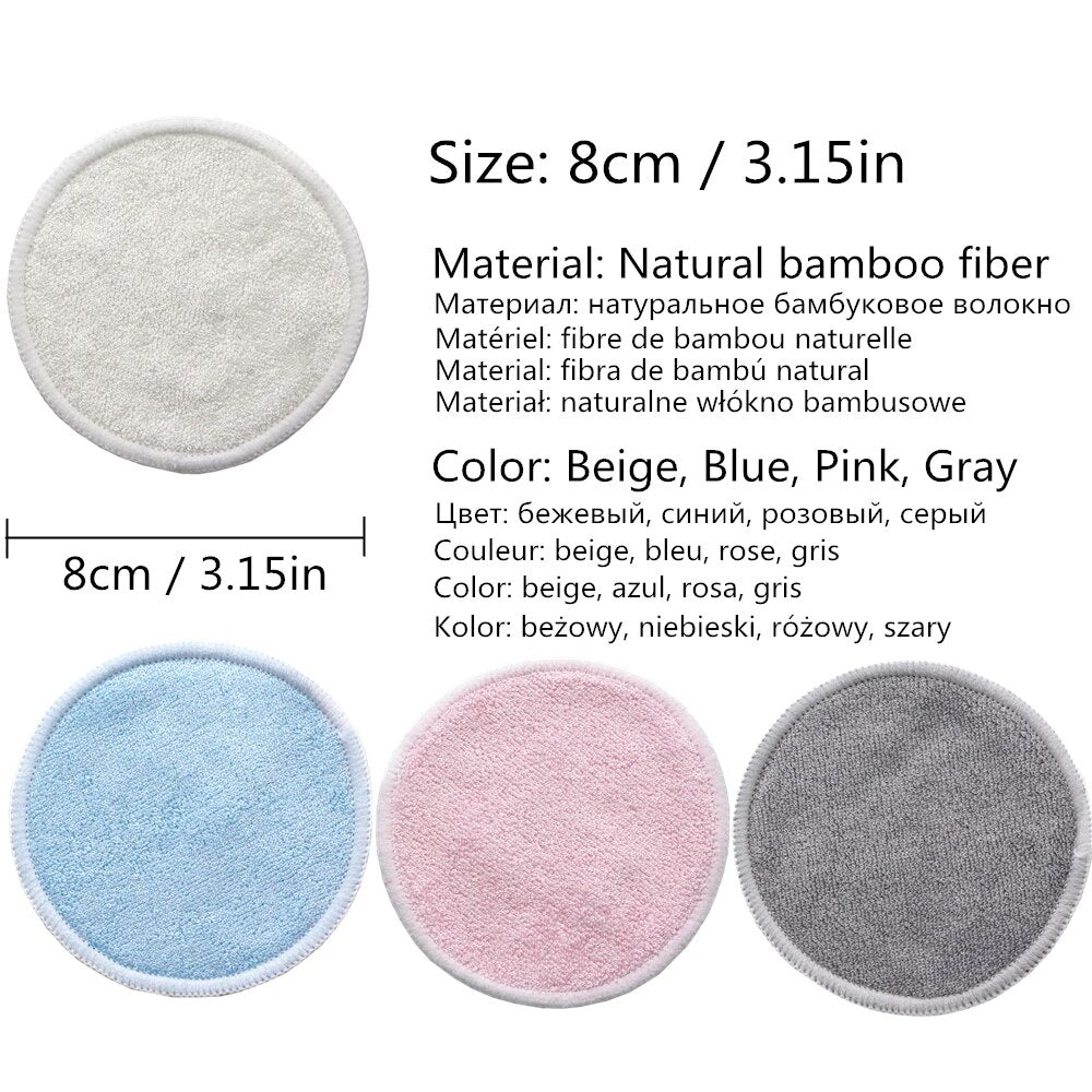 Reusable Bamboo Makeup Remover Pads Towel Washable Rounds Cleansing Facial