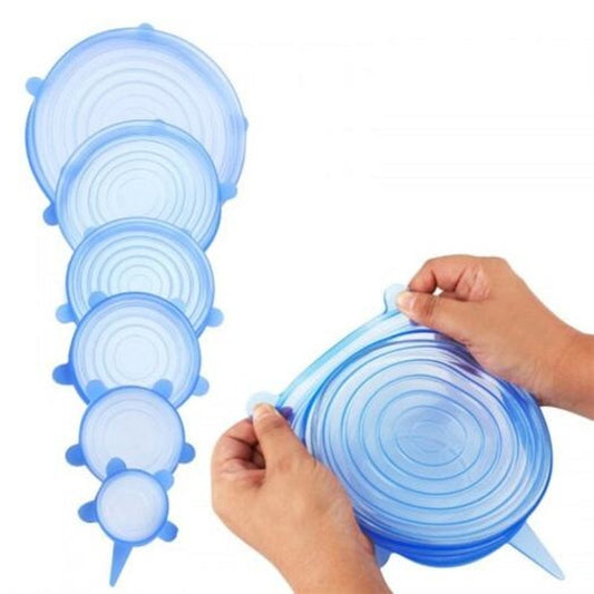 Reusable Silicone Stretch Storage Lids 6Pcs Sky Blue