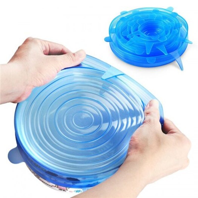 Reusable Silicone Stretch Storage Lids 6Pcs Sky Blue