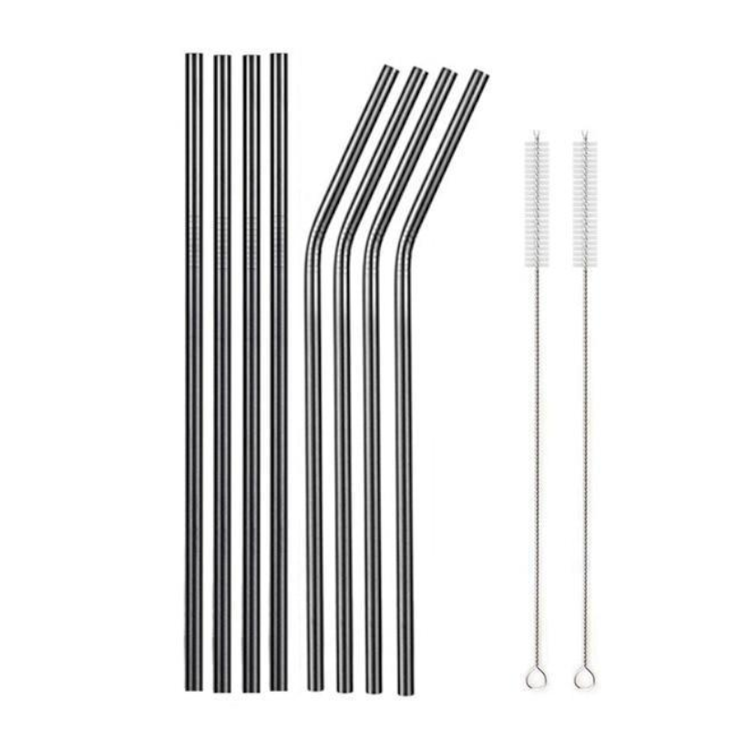 Reusable Rainbow Stainless Steel Straight Or Bent Metal Straws Party Supplies