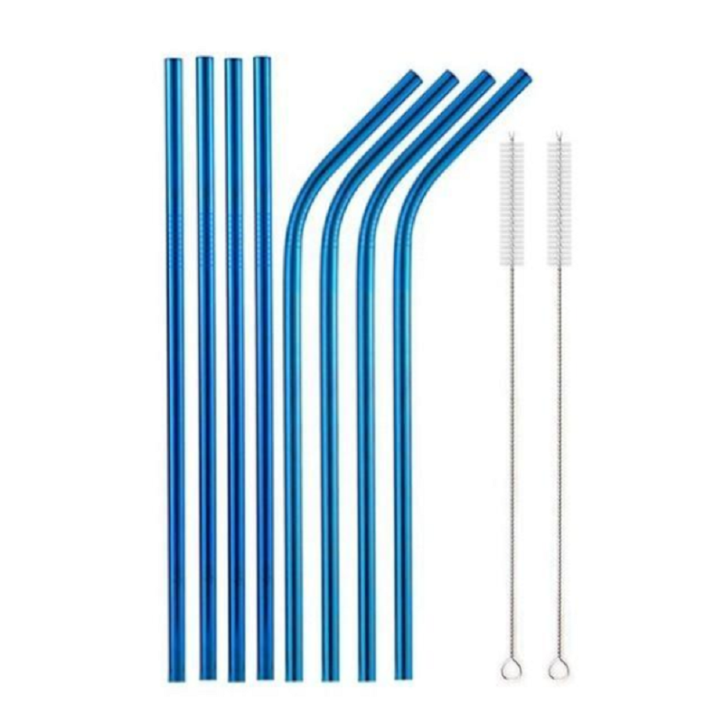 Reusable Rainbow Stainless Steel Straight Or Bent Metal Straws Party Supplies