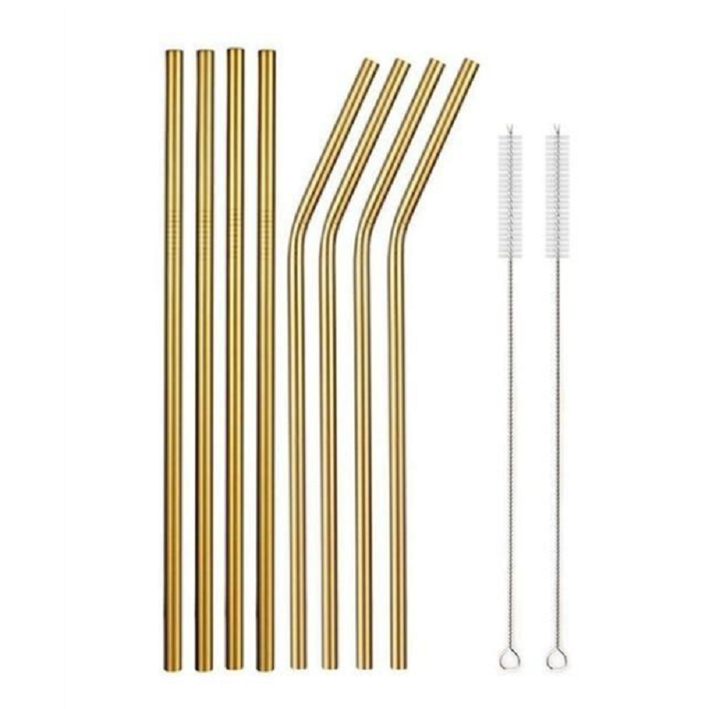 Reusable Rainbow Stainless Steel Straight Or Bent Metal Straws Party Supplies