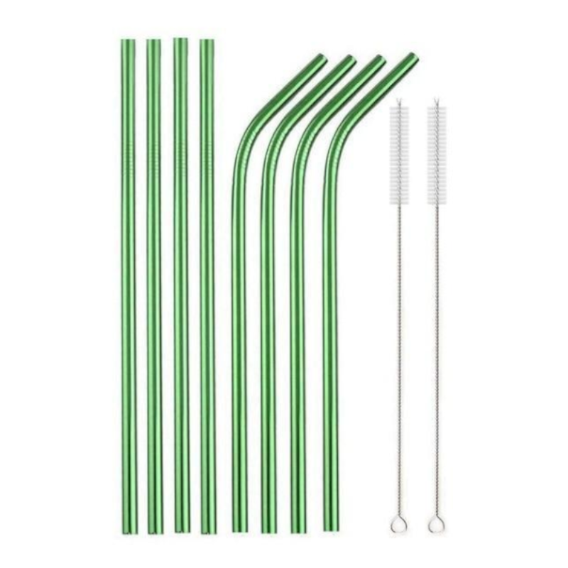 Reusable Rainbow Stainless Steel Straight Or Bent Metal Straws Party Supplies