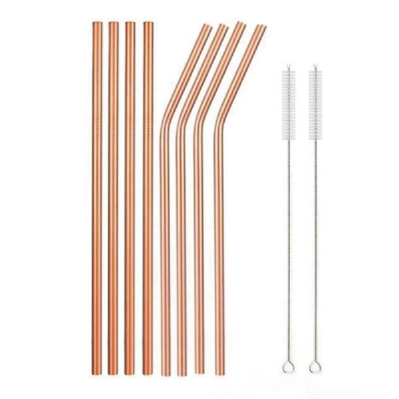 Reusable Rainbow Stainless Steel Straight Or Bent Metal Straws Party Supplies