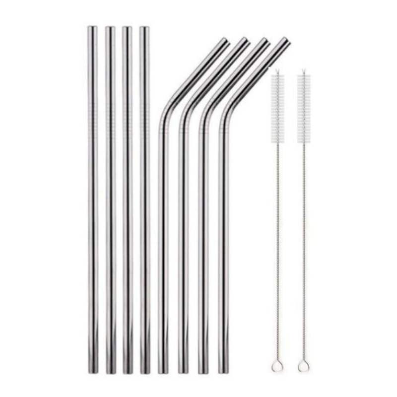 Reusable Rainbow Stainless Steel Straight Or Bent Metal Straws Party Supplies