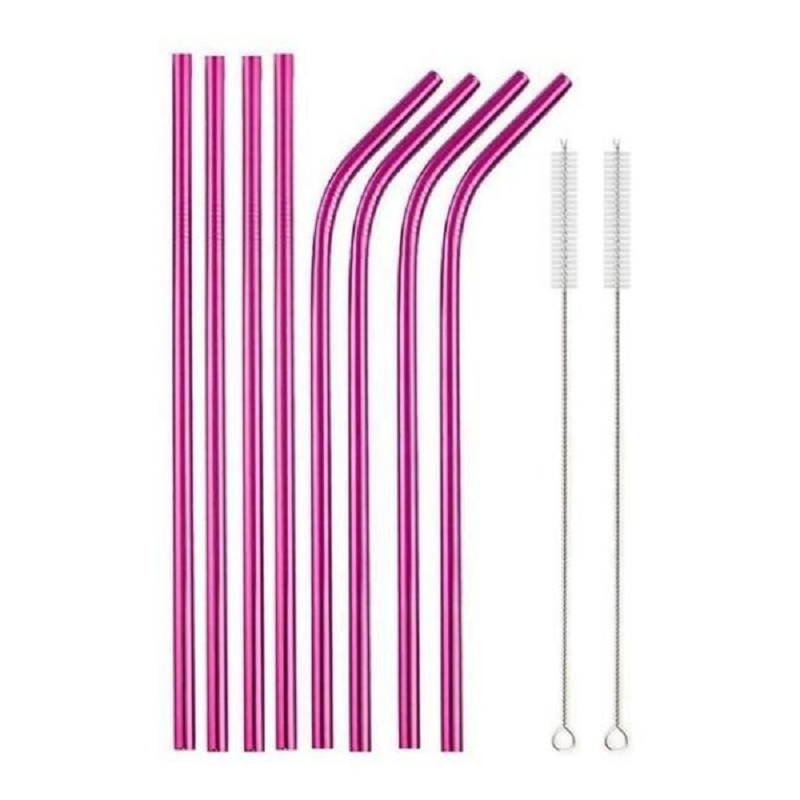Reusable Rainbow Stainless Steel Straight Or Bent Metal Straws Party Supplies