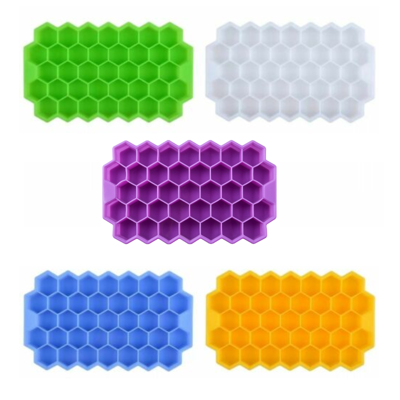 Reusable Honeycomb Shape Silicone Ice Cube Tray Moulds With Lids